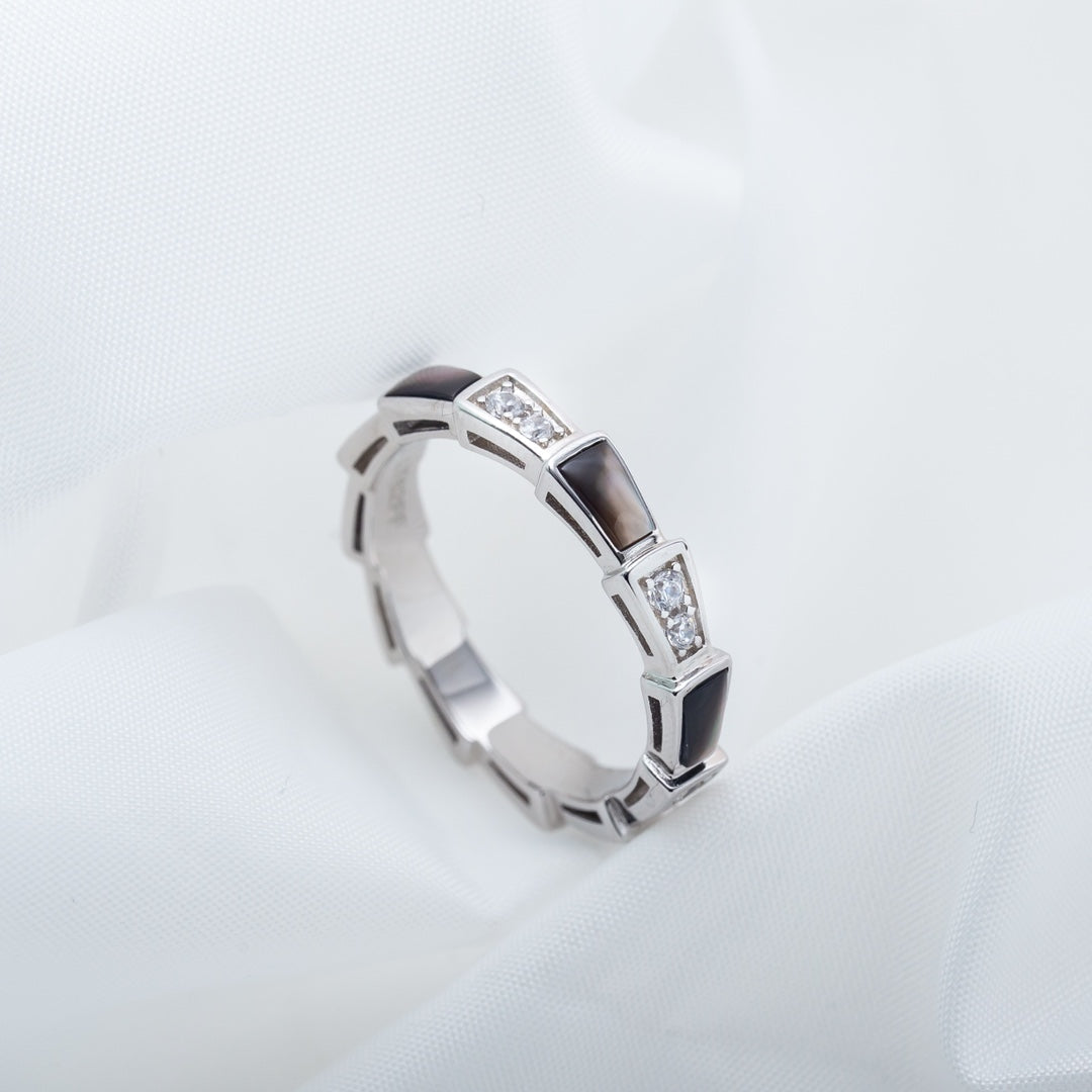 [⭐Veya]SERPENTI RING SILVER  DIAMOND BLACK MOP 3MM