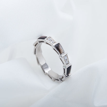 [⭐Miroze]SERPENTI RING SILVER  DIAMOND BLACK MOP 3MM