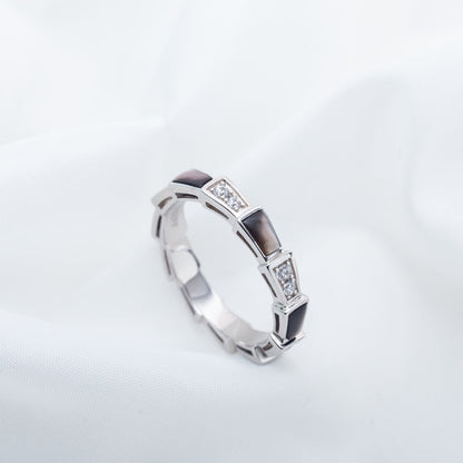 [⭐Miroze]SERPENTI RING SILVER  DIAMOND BLACK MOP 3MM