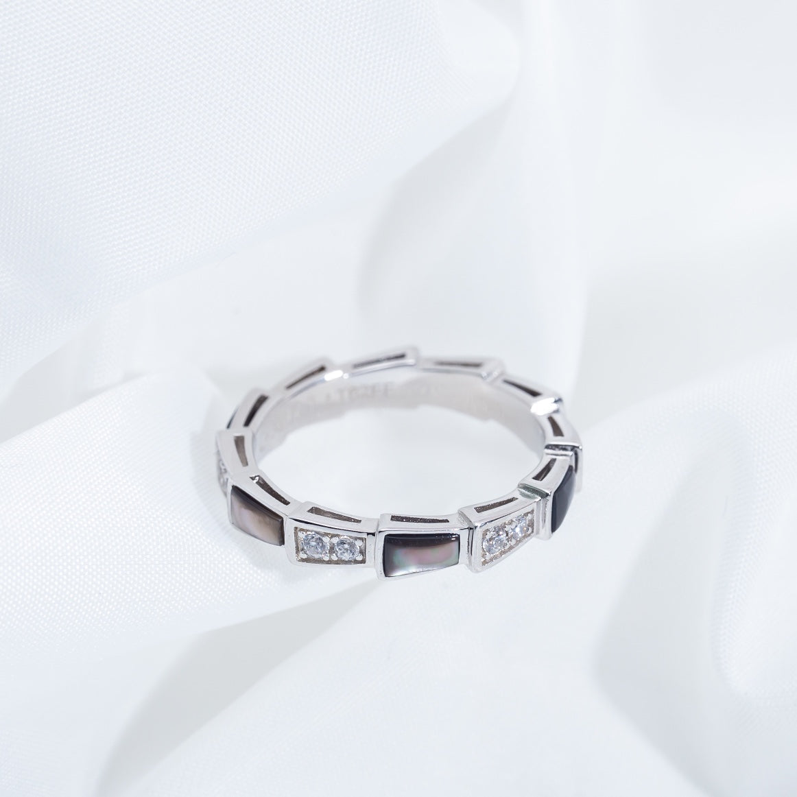 [⭐Miroze]SERPENTI RING SILVER  DIAMOND BLACK MOP 3MM