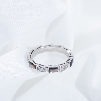 [⭐Miroze]SERPENTI RING SILVER  DIAMOND BLACK MOP 3MM