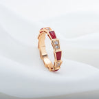 [⭐Veya]SERPENTI RING PINK GOLD CARNELIAN DIAMOND 3MM