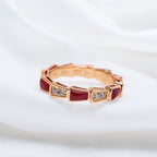 [⭐Veya]SERPENTI RING PINK GOLD CARNELIAN DIAMOND 3MM
