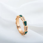 [⭐Veya]SERPENTI RING PINK GOLD MALACHITE DIAMOND 3MM