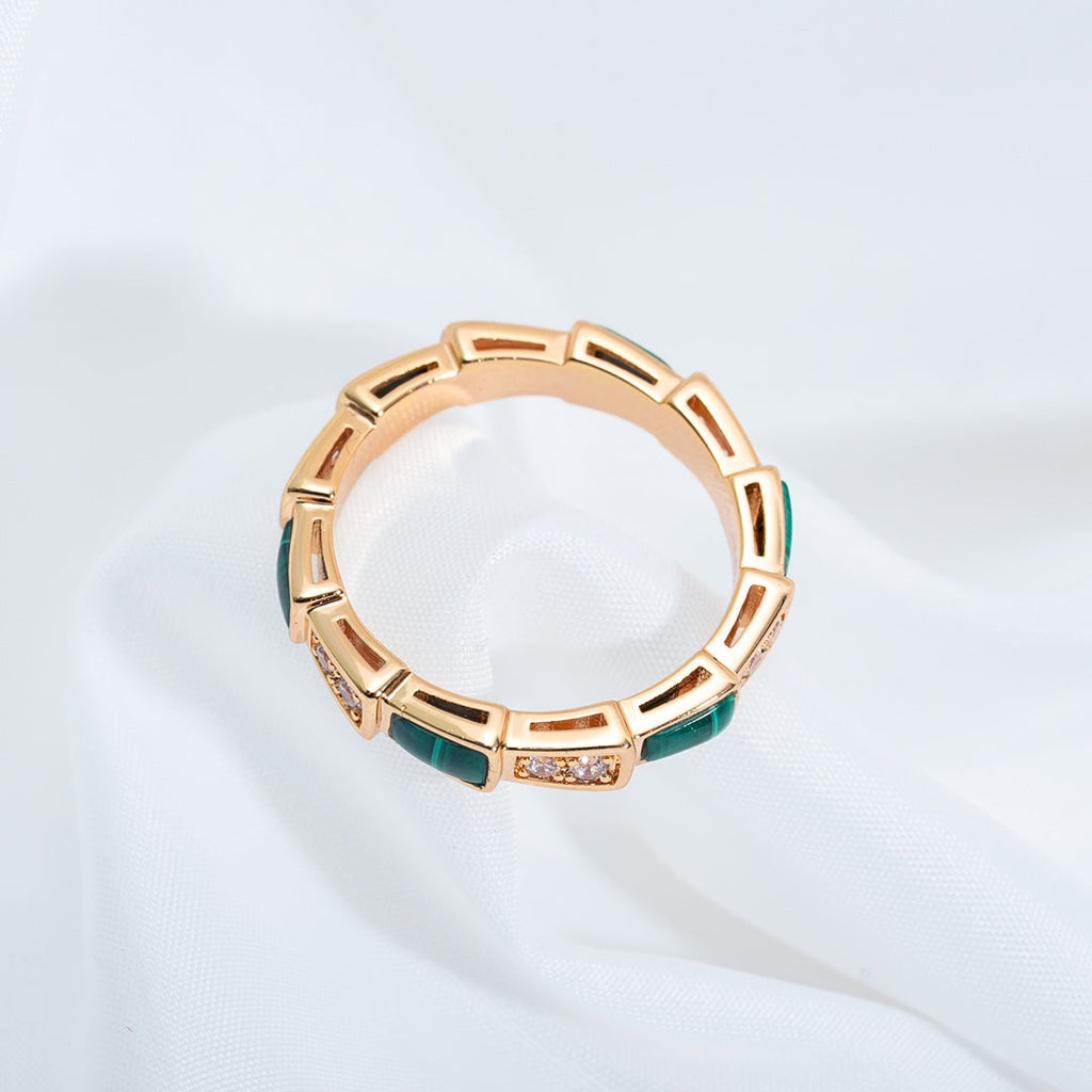 [⭐Veya]SERPENTI RING PINK GOLD MALACHITE DIAMOND 3MM