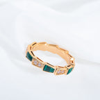 [⭐Veya]SERPENTI RING PINK GOLD MALACHITE DIAMOND 3MM