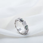 [⭐Veya]SERPENTI RING SILVER DIAMOND BLACK MOP 4MM