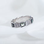 [⭐Veya]SERPENTI RING SILVER DIAMOND BLACK MOP 4MM