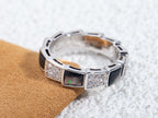 [⭐Veya]SERPENTI RING SILVER DIAMOND BLACK MOP 4MM