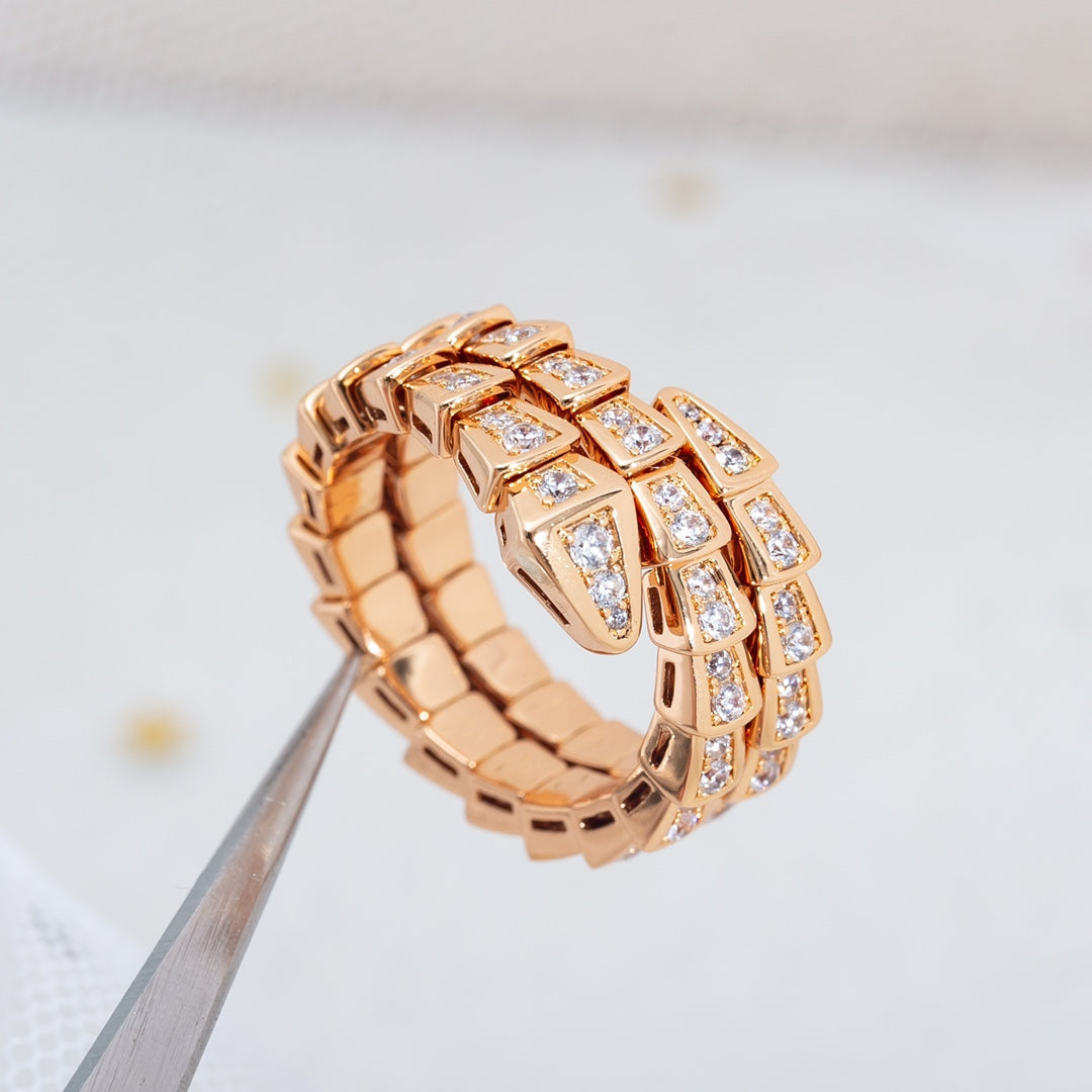 [⭐Veya]SERPENTI RING PINK GOLD DIAMOND DOUBLE ROW
