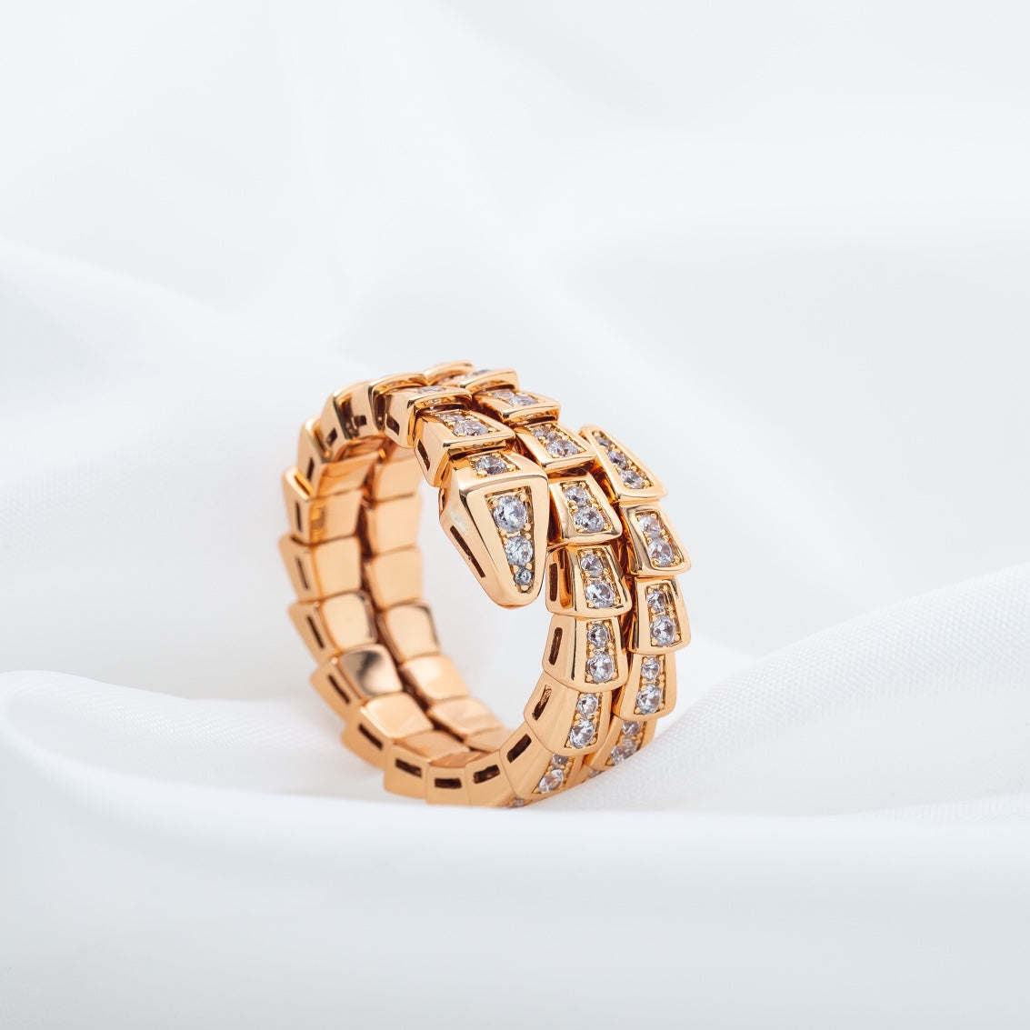 [⭐Veya]SERPENTI RING PINK GOLD DIAMOND DOUBLE ROW