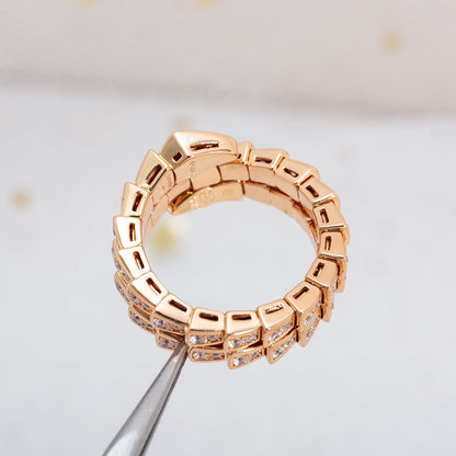 [⭐Miroze]SERPENTI RING PINK GOLD DIAMOND DOUBLE ROW