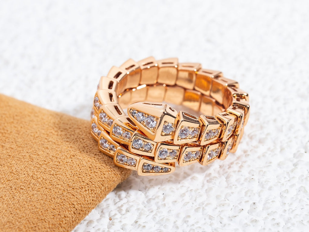 [⭐Veya]SERPENTI RING PINK GOLD DIAMOND DOUBLE ROW