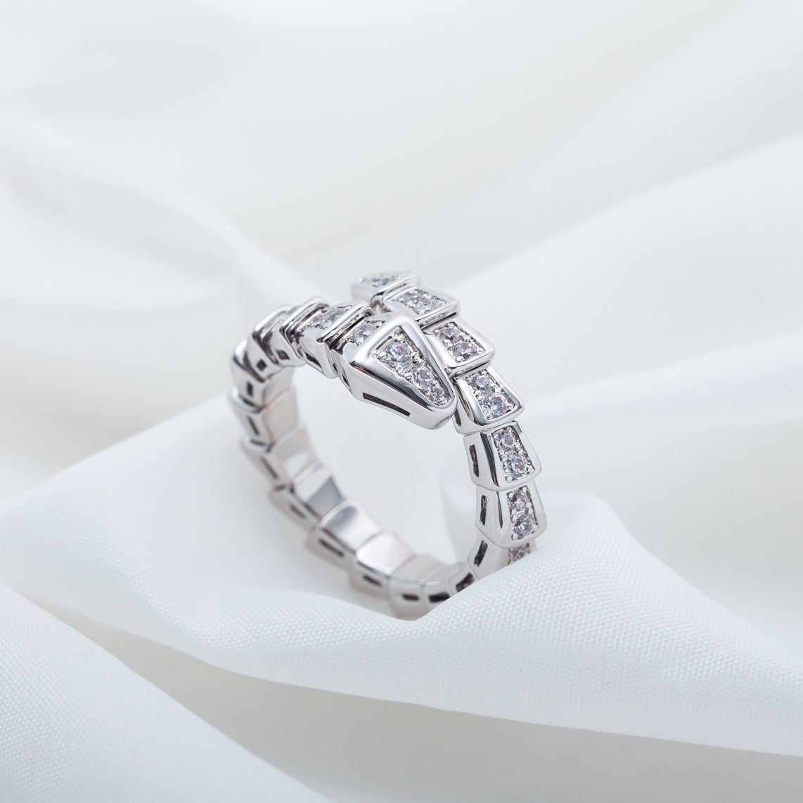 [⭐Miroze]SERPENTI RING SILVER DIAMOND PAVED 4MM