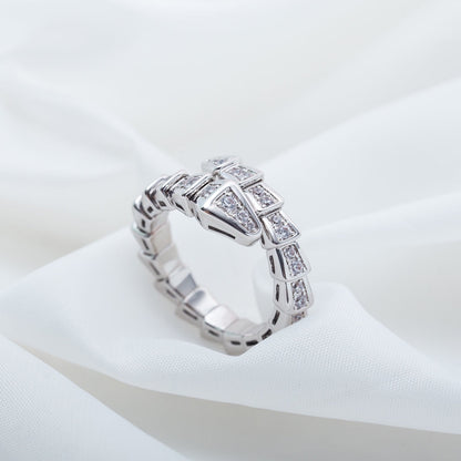 [⭐Miroze]SERPENTI RING SILVER DIAMOND PAVED 4MM
