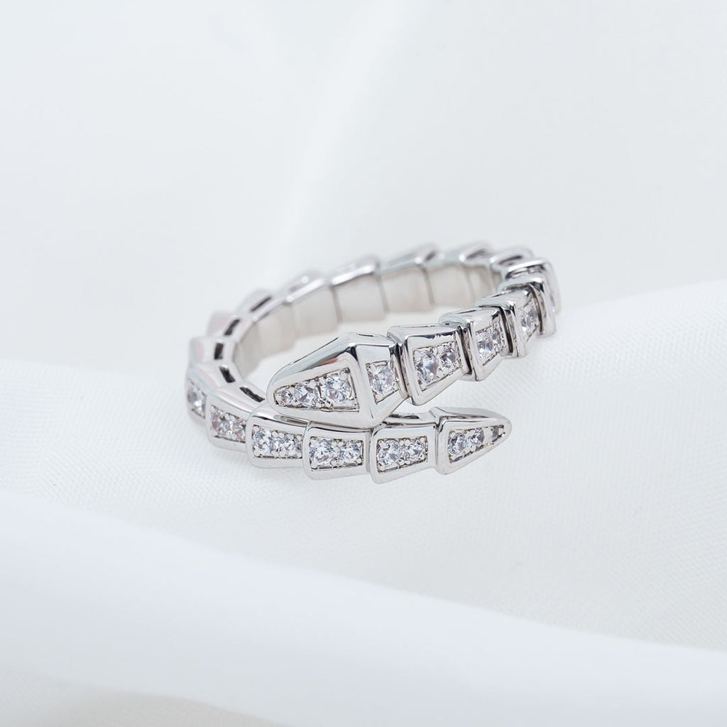[⭐Veya]SERPENTI RING SILVER DIAMOND PAVED 4MM