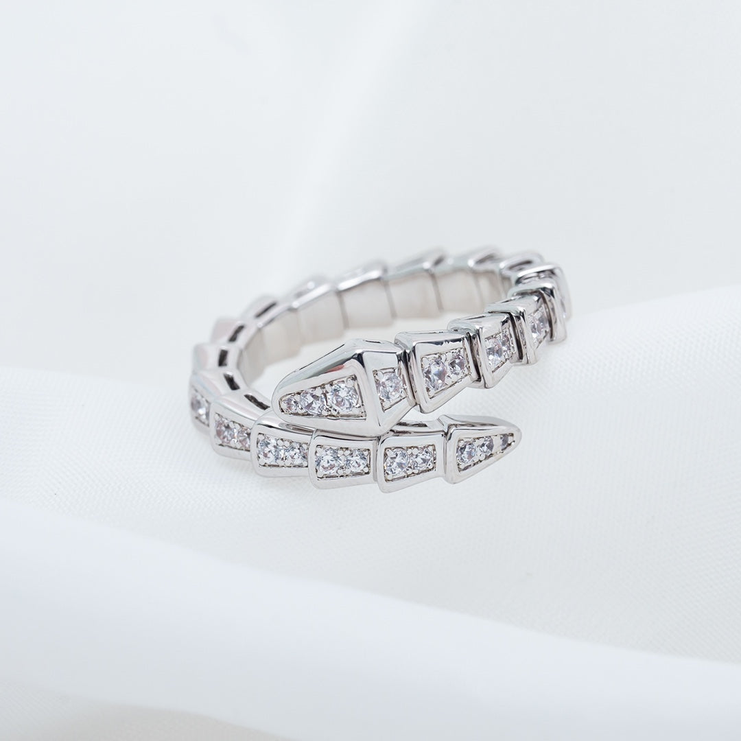 [⭐Miroze]SERPENTI RING SILVER DIAMOND PAVED 4MM