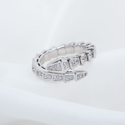 [⭐Miroze]SERPENTI RING SILVER DIAMOND PAVED 4MM