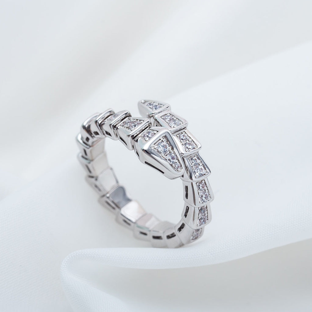 [⭐Veya]SERPENTI RING SILVER DIAMOND PAVED 4MM
