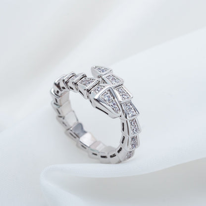 [⭐Miroze]SERPENTI RING SILVER DIAMOND PAVED 4MM