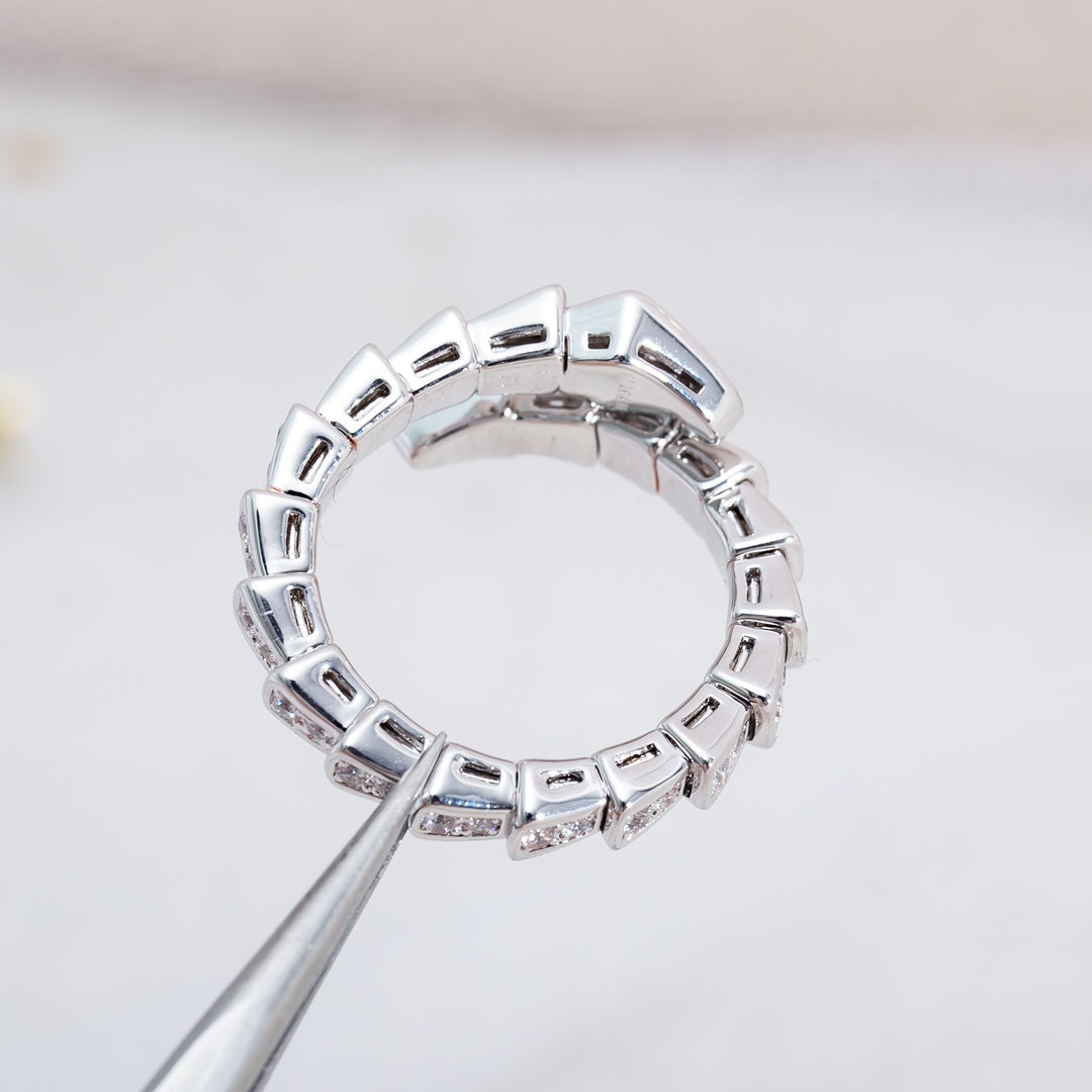 [⭐Miroze]SERPENTI RING SILVER DIAMOND PAVED 4MM