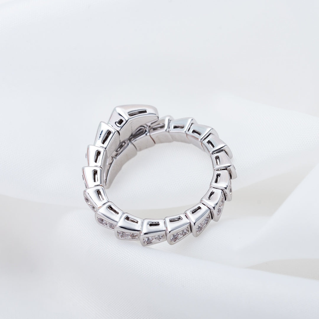 [⭐Veya]SERPENTI RING SILVER DIAMOND PAVED 4MM