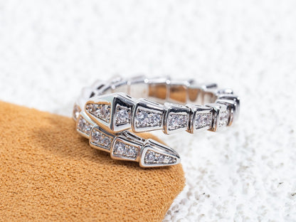 [⭐Miroze]SERPENTI RING SILVER DIAMOND PAVED 4MM