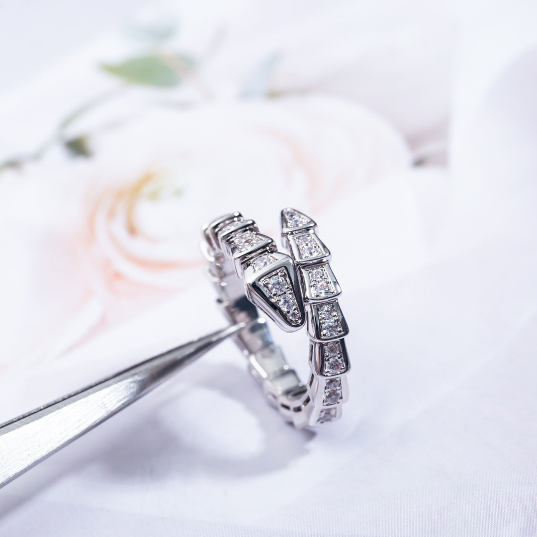 [⭐Miroze]SERPENTI RING SILVER DIAMOND PAVED 4MM