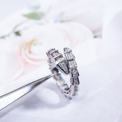 [⭐Miroze]SERPENTI RING SILVER DIAMOND PAVED 4MM