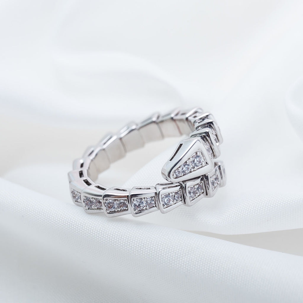 [⭐Veya]SERPENTI RING SILVER DIAMOND PAVED 4MM