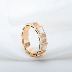 [⭐Veya]SERPENTI RING PINK GOLD MOP DIAMOND PAVED 4MM