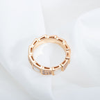 [⭐Veya]SERPENTI RING PINK GOLD MOP DIAMOND PAVED 4MM