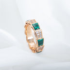 [⭐Veya]SERPENTI RING PINK GOLD MALACHITE DIAMOND PAVED 4MM