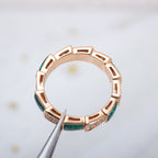 [⭐Veya]SERPENTI RING PINK GOLD MALACHITE DIAMOND PAVED 4MM