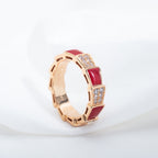 [⭐Veya]SERPENTI RING PINK GOLD CARNELIAN DIAMOND PAVED 4MM
