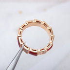 [⭐Veya]SERPENTI RING PINK GOLD CARNELIAN DIAMOND PAVED 4MM
