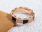 [⭐Veya]SERPENTI RING PINK GOLD BLACK MOP DIAMOND PAVED 4MM