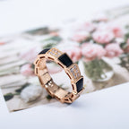 [⭐Veya]SERPENTI RING PINK GOLD BLACK MOP DIAMOND PAVED 4MM