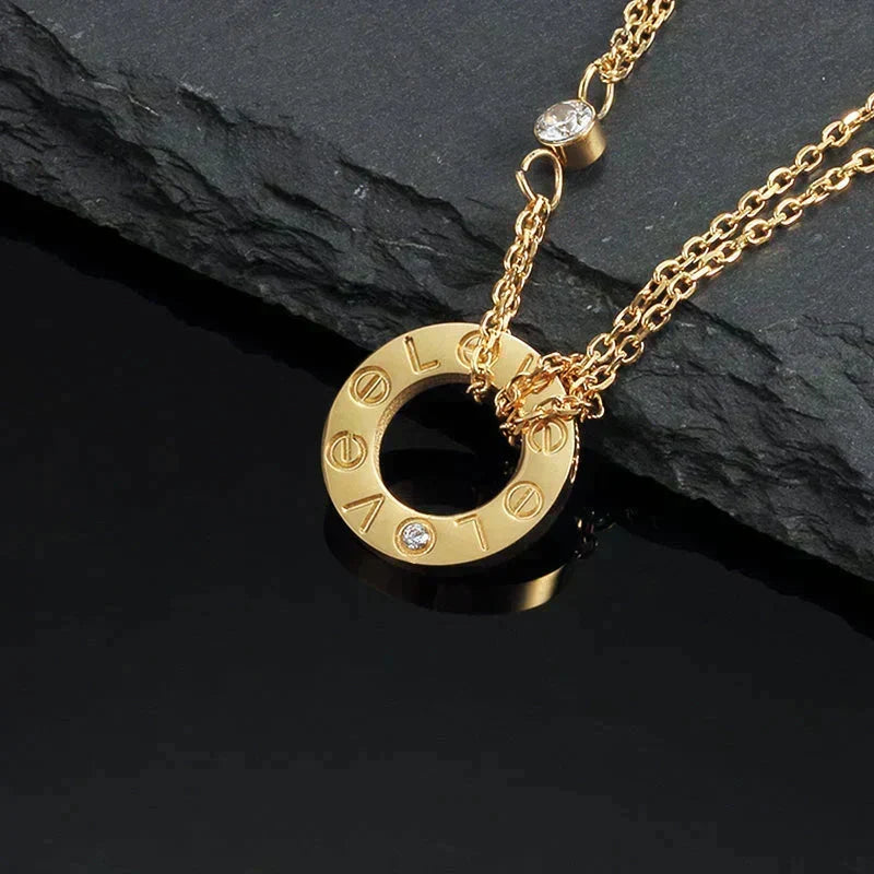 ⭐Miroze LOVE NECKLACE 16MM 2 DIAMONDS