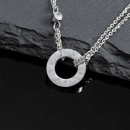 [⭐Miroze] LOVE NECKLACE 16MM 2 DIAMONDS