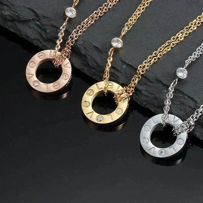 [⭐Miroze] LOVE NECKLACE 16MM 2 DIAMONDS