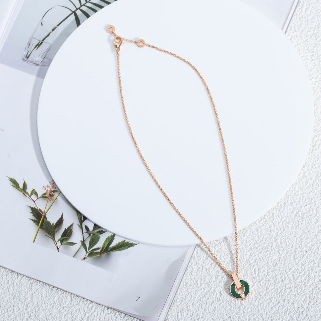 [⭐Veya]GARI NECKLACE PINK GOLD MALACHITE