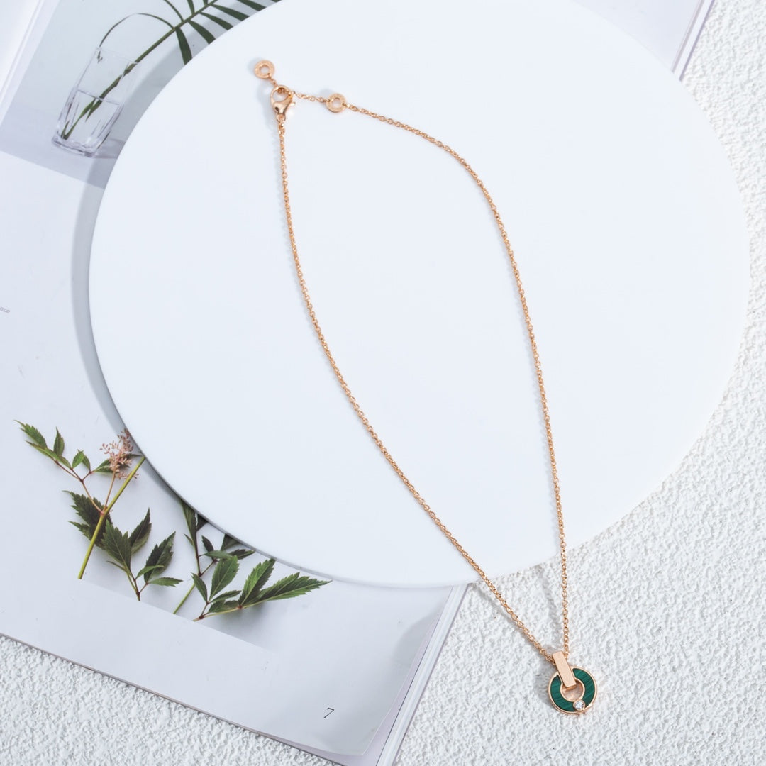 [⭐Veya]GARI NECKLACE PINK GOLD MALACHITE