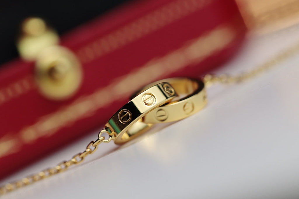 ⭐Miroze LOVE NECKLACE DOUBLE RING GOLD