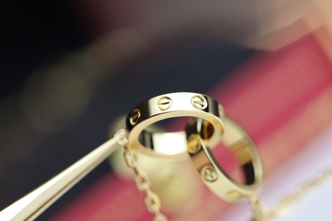 [⭐Miroze]LOVE NECKLACE DOUBLE RING GOLD