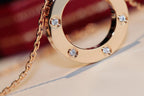⭐Miroze LOVE NECKLACE 16MM 6 DIAMONDS PINK GOLD