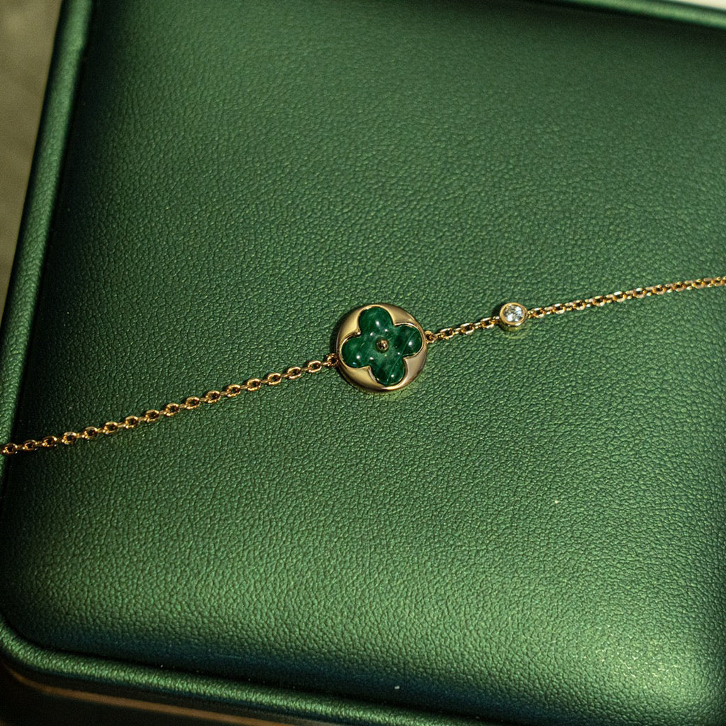⭐Miroze SUN MALACHITE 1 DIAMOND PINK GOLD BRACELET