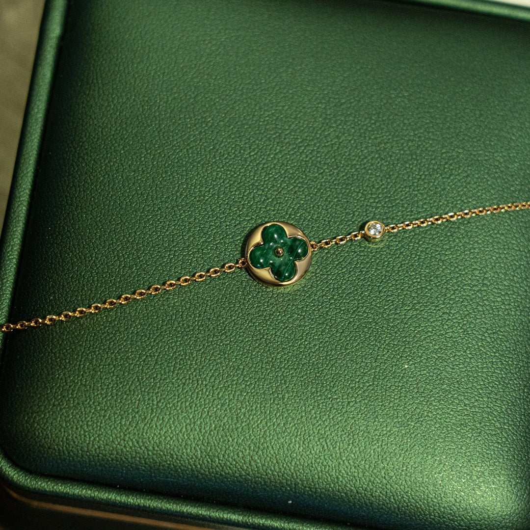 ⭐Miroze SUN MALACHITE 1 DIAMOND PINK GOLD BRACELET