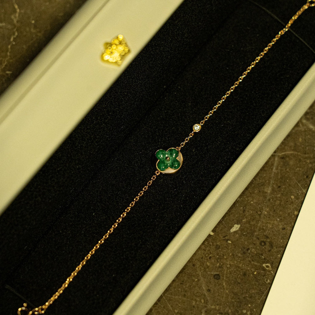 ⭐Miroze SUN MALACHITE 1 DIAMOND PINK GOLD BRACELET