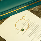 ⭐Miroze SUN MALACHITE 1 DIAMOND PINK GOLD BRACELET